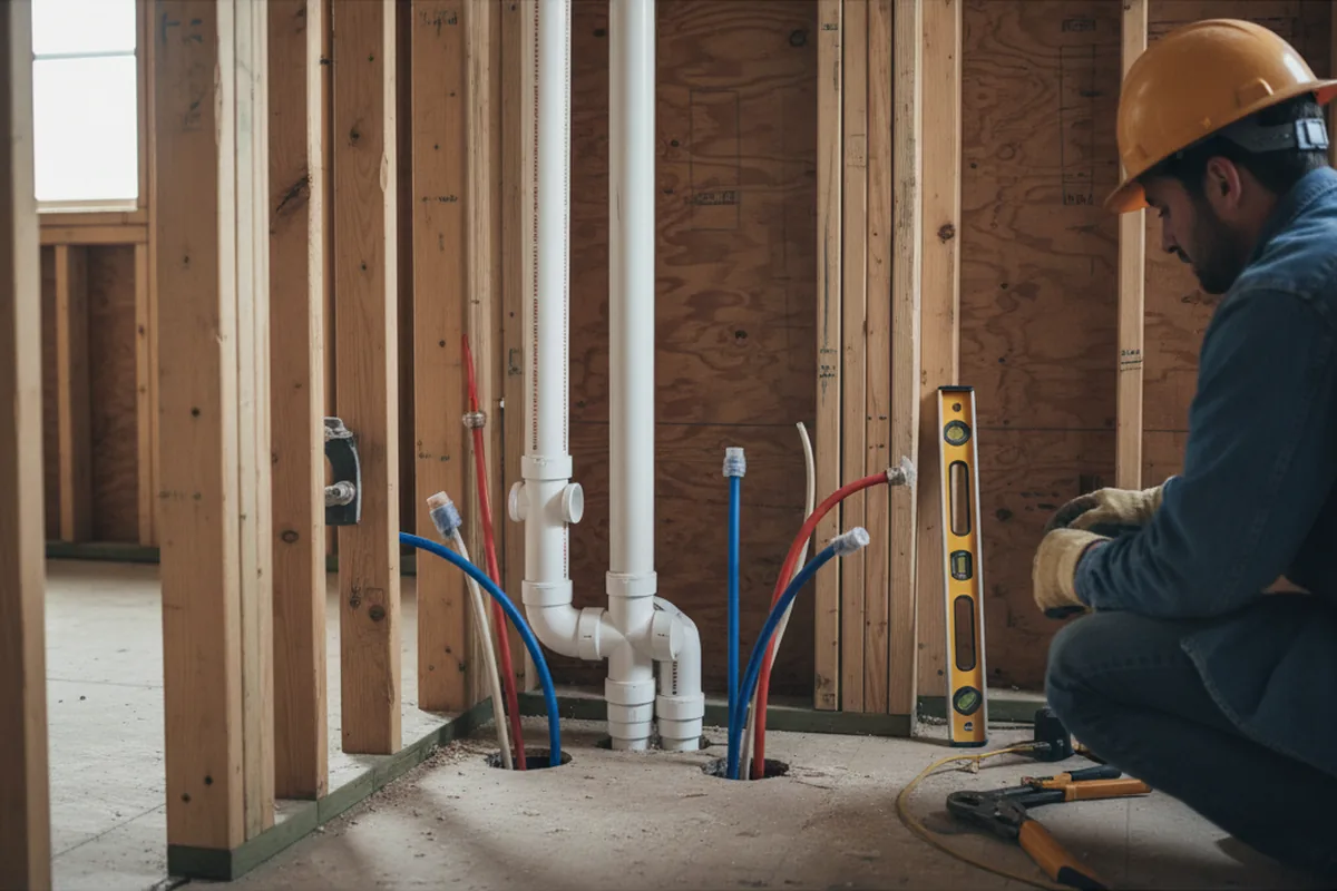 Drain and supply rough-in during Leak Detection in Oxford